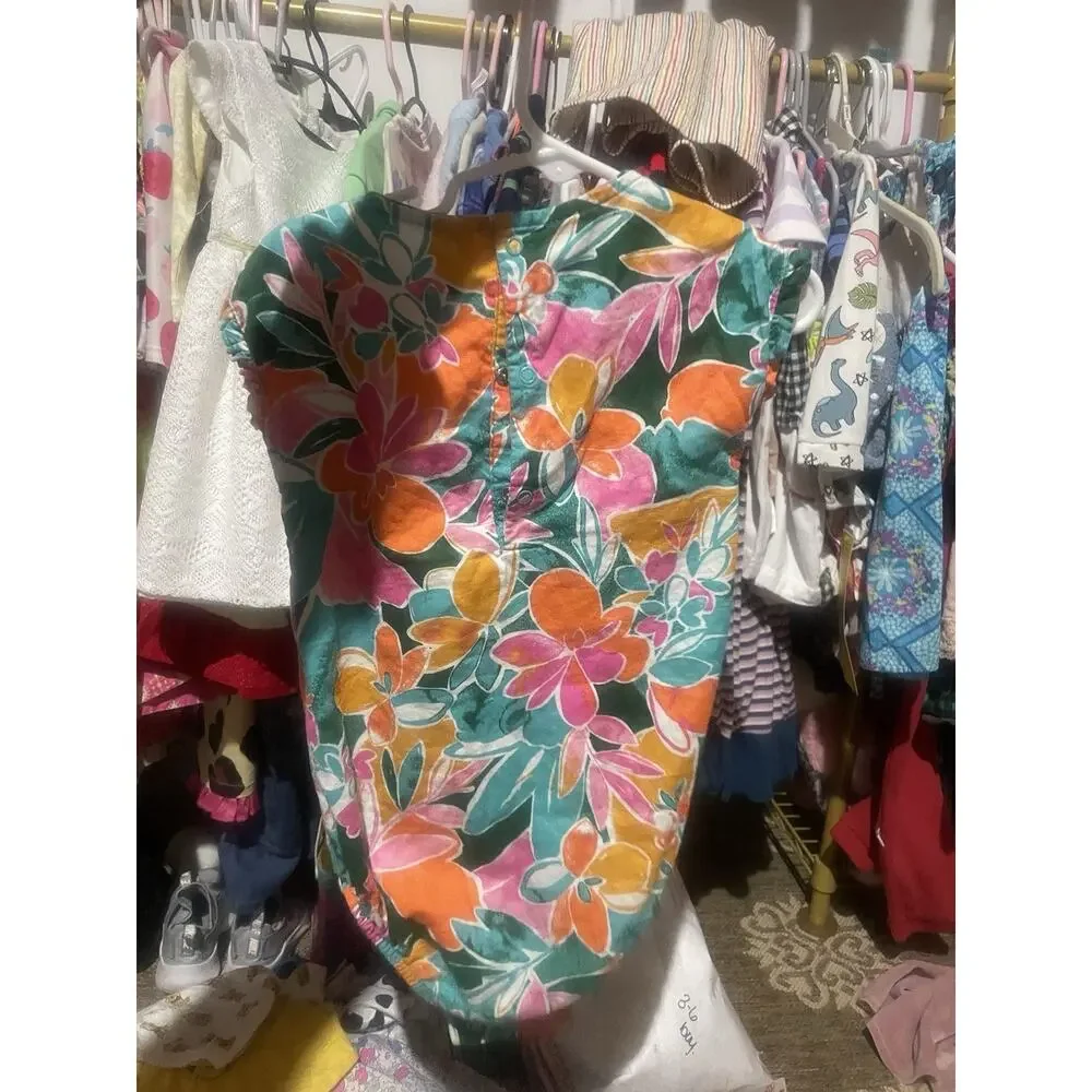 Carters Size 24 Months Girls Multicolor Floral Tropical Jersey Romper